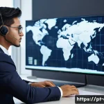 Home 22 CFP 자격증으로 해외 취업하기 - A professional financial advisor in a modern international office setting, wearing business attire w...